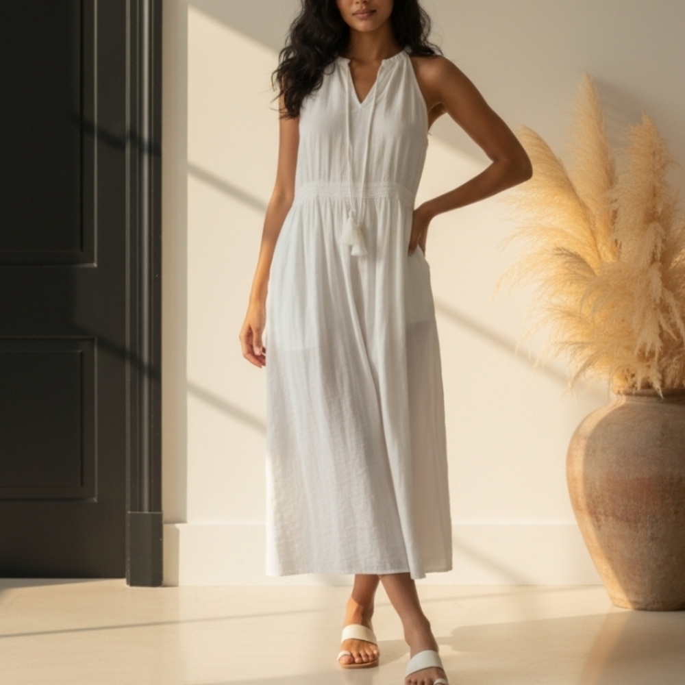 Band Of Gypsies Boho Imagine White Embroidered Midi Dress Size Large